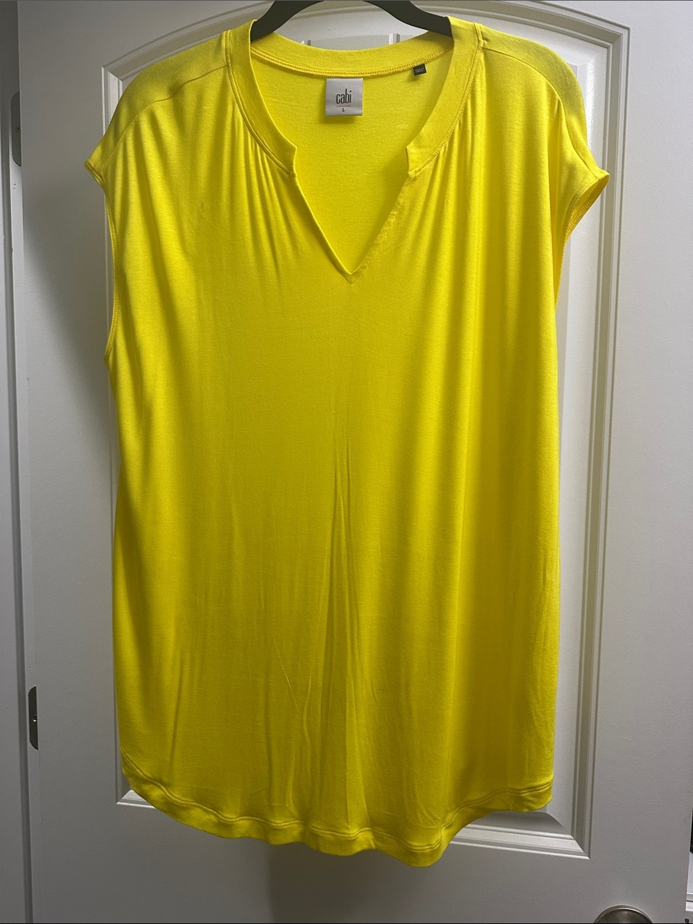 CAbi 5563 Notch Tee in buttercup Bright Yellow -  Cap Sleeve Large